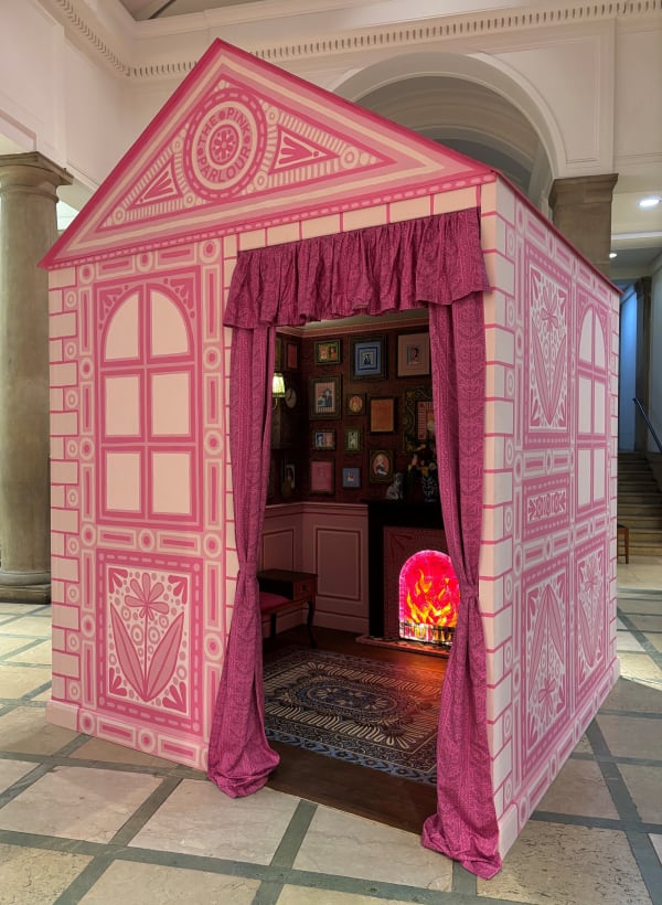 Tallulah Batley Pink Parlour Plywood, pine, emulsion, acrylic, wallpaper, cotton sateen 488 x 488 x 570 cm