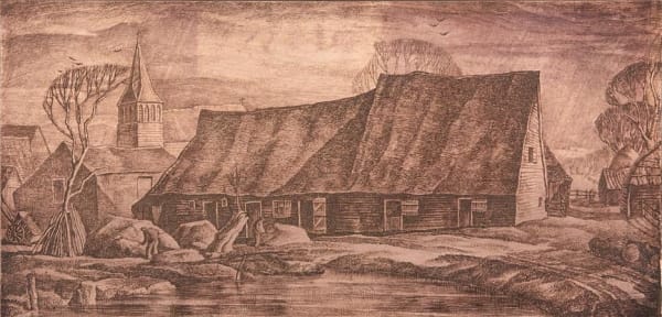 William Wilson RSA The Black Barn, 1936 Copper etching plate 13.9 x 28.5 cm