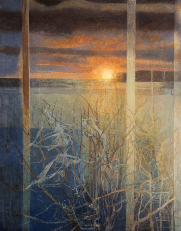 Victoria Crowe RSA Low Winter Sun, Linkshouse Window, 2023 Oil on panel 96 x 76 cm