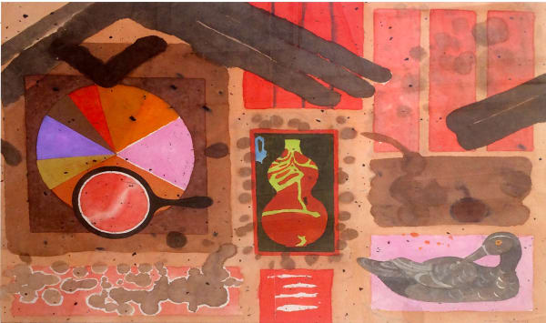 William Littlejohn RSA Double Gourd, 1999 Watercolour with collage on paper 88 x 119 cm