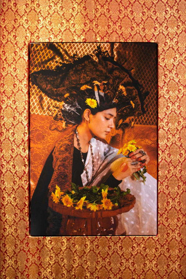 Aqsa Arif Dreaming of old sun and mother's shawl, 2023 Digital print on cotton satin, jacquard fabric 80 x 120 cm