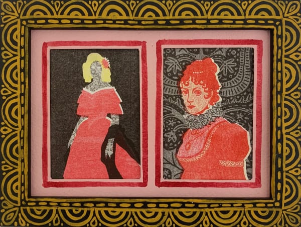 Tallulah Batley Pink Parlour Frame 2E, 2024 Picture frame, gesso, gouache, risograph prints 21 x 16 cm