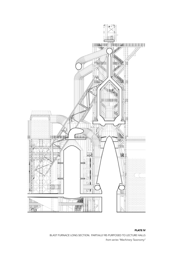 Yavor Nedelchev, PLATE IV: BLAST FURNACE LONG SECTION. PARTIALLY RE-PURPOSED TO LECTURE HALLS