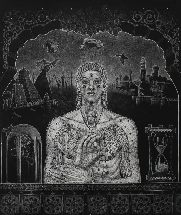 June Carey in collaboration with Ade Adesina RSA All That Heaven Entails, 2020 Etching and linocut In collaboration with Ade Adesina RSA Unframed: 108 x 95 cm Framed: 136 x 116 x 3 cm Edition of 30