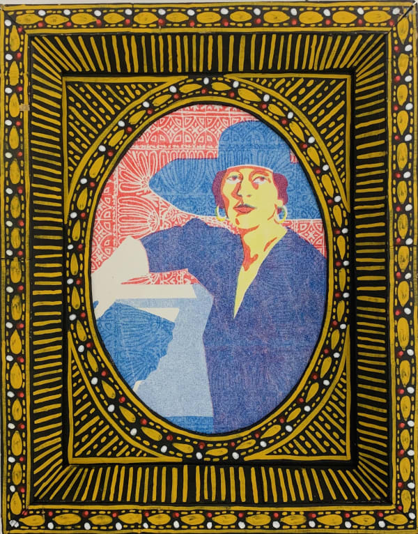 Tallulah Batley Pink Parlour Frame 3Q, 2024 Picture frame, gesso, gouache, paint pen, cardboard, risograph print 19 x 24 cm