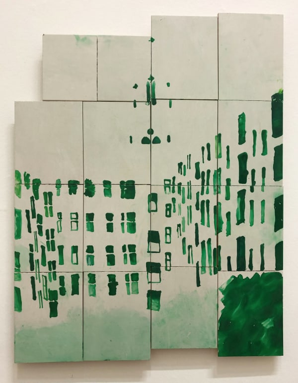 Frankie Ashworth Christine's Garden Oil on found tiles Approximately 105 x 80 cm