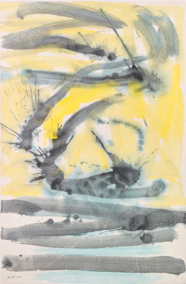John Houston RSA Grey Sea and Yellow Sky, 1968 Watercolour on Japanese paper mounted on board 100 x 65 cm