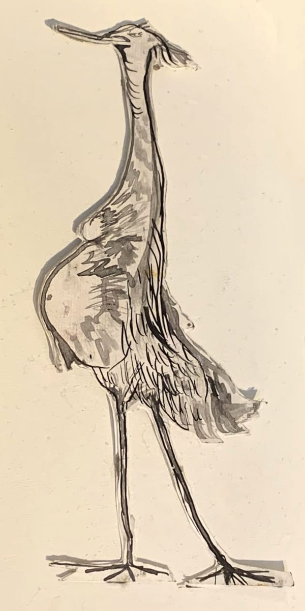 Madeleine Wood Bird (small cut out) Ink on paper 23 x 10 cm