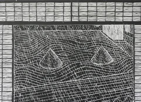 John Houston RSA Temple Garden on a Rainy Day, Kyoto, 1989 Woodcut 42 x 58 cm (image) 57 x 76 cm (support) Edition of 30 plus 2 AP