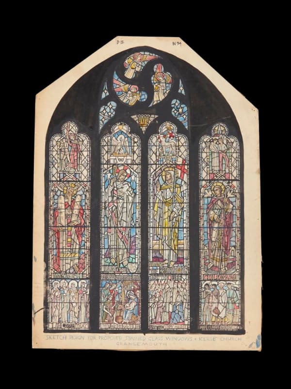 William Wilson RSA Design for stained glass - Kerse Church, Grangemouth, around 1950-54 Coloured inks