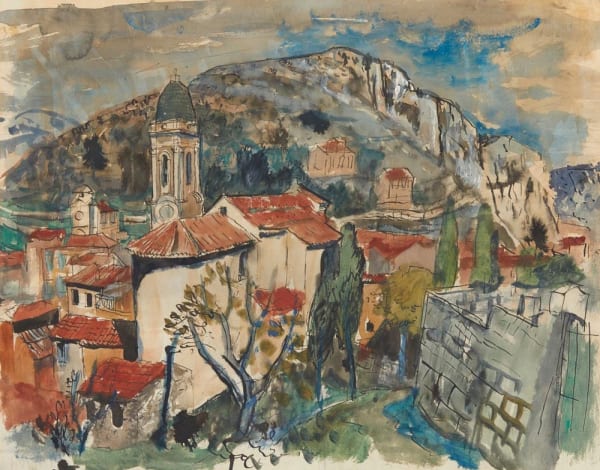 William Wilson RSA Village, South of France, around 1955 Watercolour 44.5 x 59.5 cm