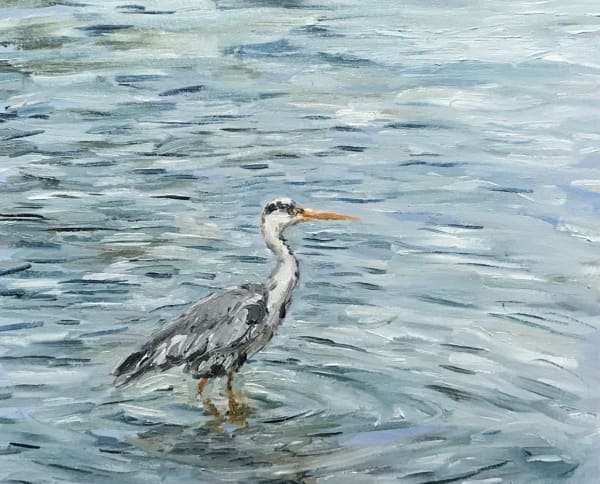 Henry Kondracki RSA Heron Oil on canvas 35.5 x 40.5 cm