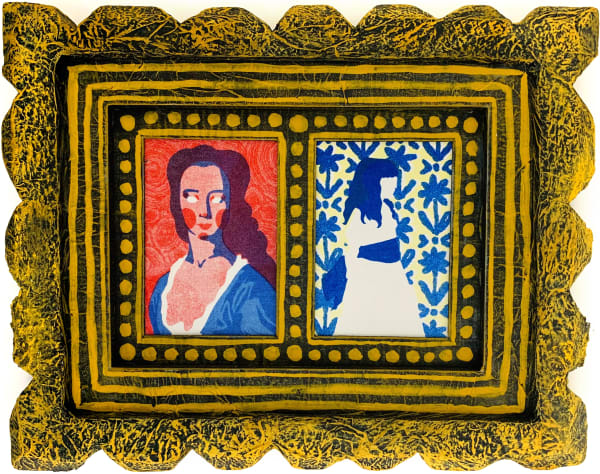 Tallulah Batley Pink Parlour Frame 3L, 2024 Picture frame, gesso, gouache, cardboard, foam, risograph prints 26 x 21 cm