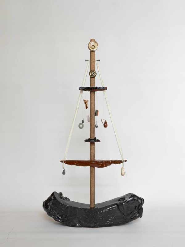 Mary Bowen Boat 2 Ceramic, wood, silk, metal 72 x 39 x 10 cm
