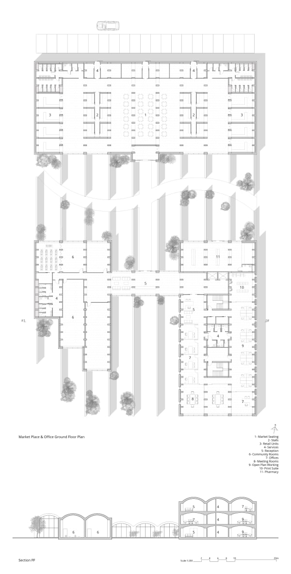 Laura Sutherland Markets Architectural Drawing (2), 2024 Digital orthographic drawing 69 x 35 cm