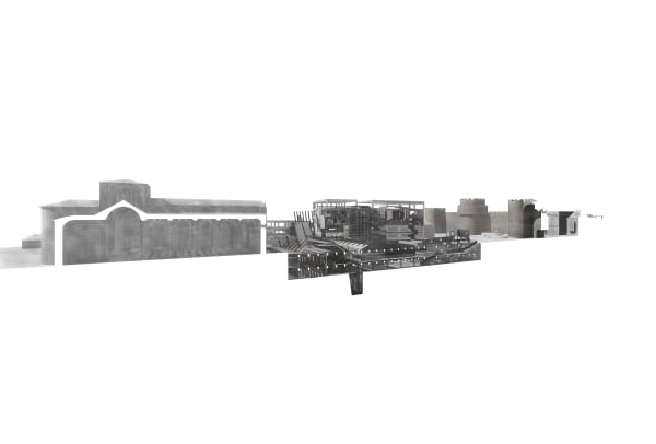 Toby Eccleston and Daniel Anderson Section through the Civic Monastery, 2023 Architectural Drawing Print 118.9 x 59.4 cm