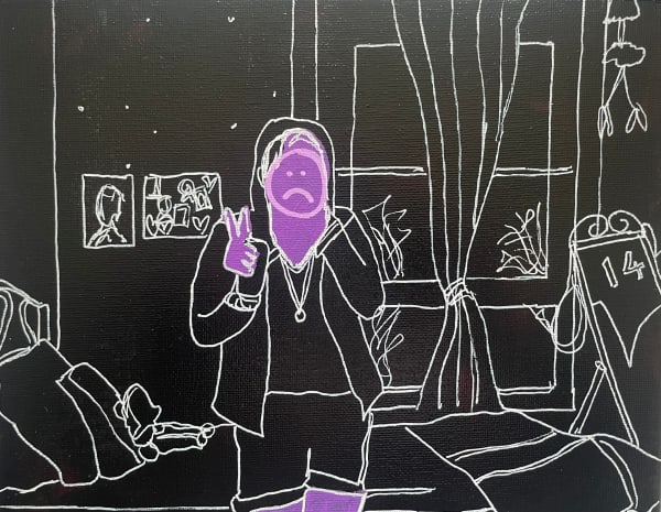 Rachel Glen The Birthday Curse 14, 2023-2024 Acrylic on canvas 25 x 20 cm