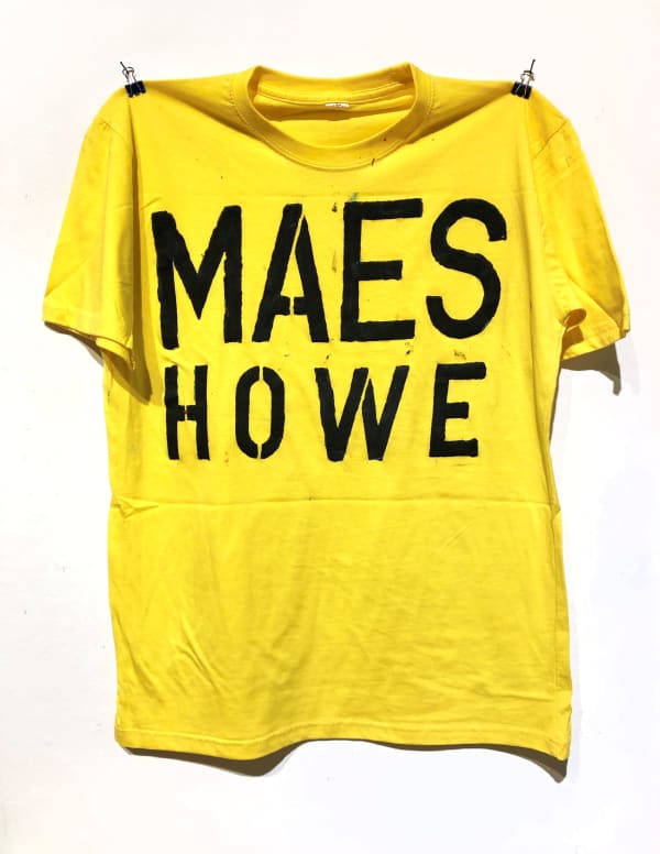 Ross Sinclair RSA (Elect) Real Life Orcadian Neolithic Souvenir Tour T-Shirt Painting No 3. : MAES HOWE Painted t-shirt 72 x 72 cm