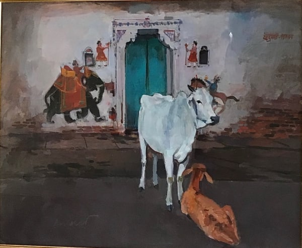 George Donald RSA Painted Wall, Udaipur Acrylic on board 31 x 38 cm