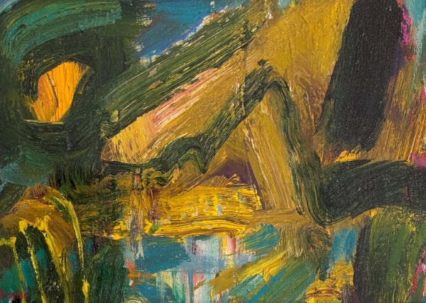 John Houston RSA Garden Pool Oil on board 20.5 x 28 cm