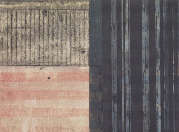 Paul Furneaux RSA Blue Rain Pink Mokuhanga on two panels 30 x 40 x 2 cm