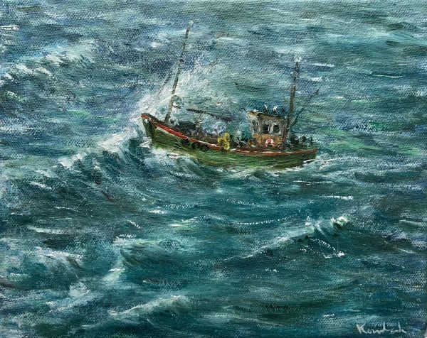 Henry Kondracki RSA Trawler Oil on canvas 20 x 25 cm
