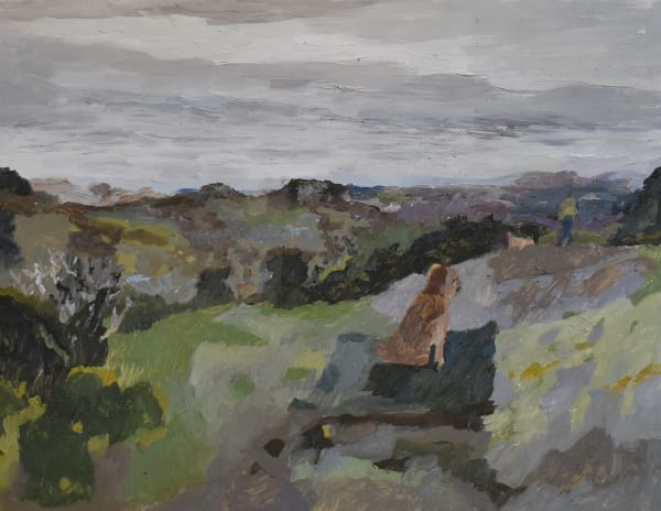 Catharine Davison Summer Border Oil on gesso cradled painting panel 35.5 x 45.5 x 19 cm