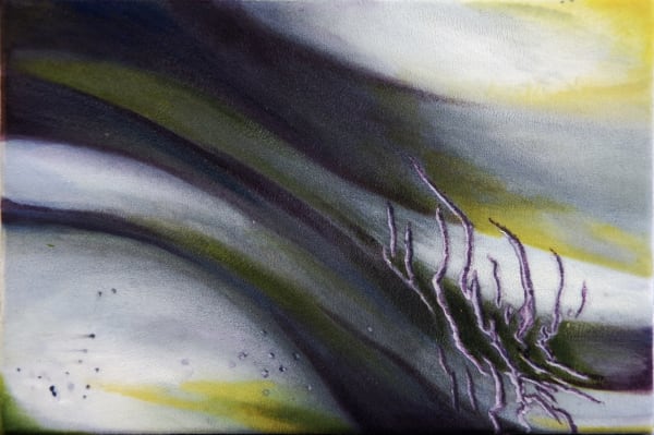 Sofia Hallström Foliage, 2022 Oil, ink and watercolour on velvet 33.3 x 23.3 x 5 cm