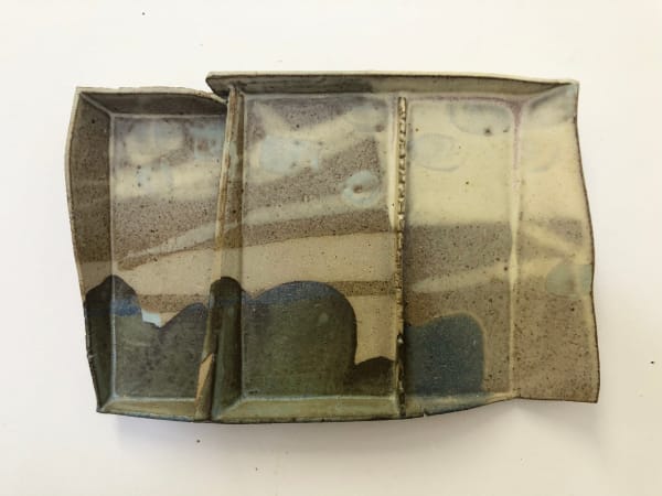 Frank Pottinger RSA Untitled (Three-Panelled Abstract Landscape) Glazed ceramic 17 x 25.5 x 3 cm