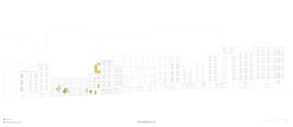 Emily Morgan Elevation A-A, 2024 Digital illustration 63 x 28 cm