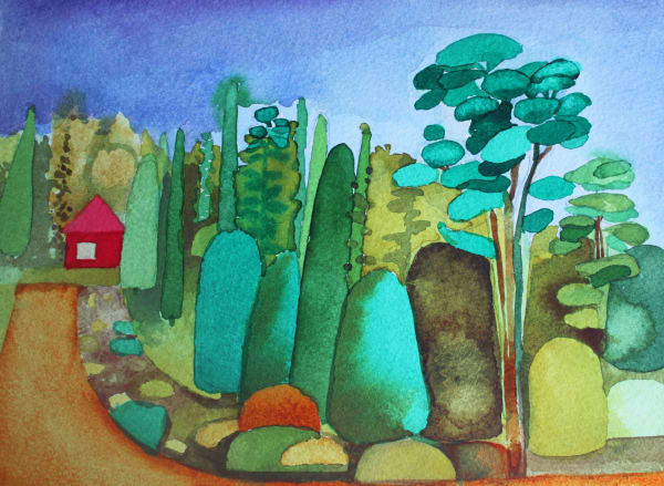 Elspeth Lamb RSA Japanese Garden Watercolour on paper 22 x 31 cm