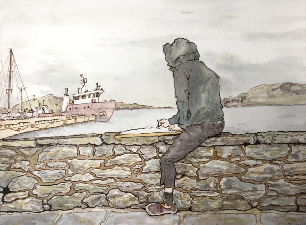 Robert Powell From the Booth, 2019 Ink and watercolour 40 x 50 cm