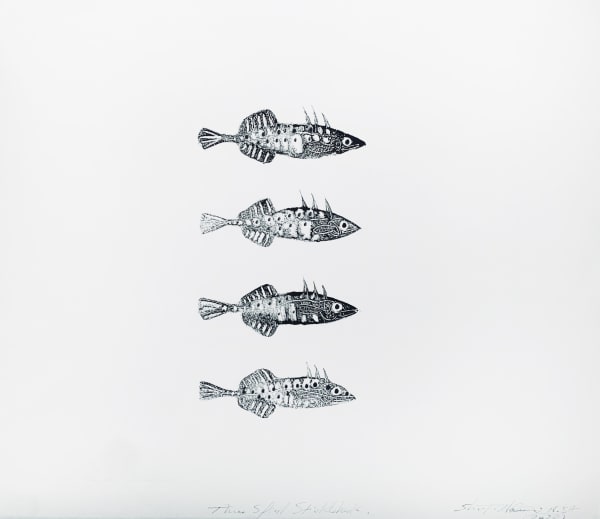 Stuart MacKenzie RSA Species Morphology: Three-spined Sticklebacks, Study I, 2020 Oil on Zerkall paper 31 x 36 cm