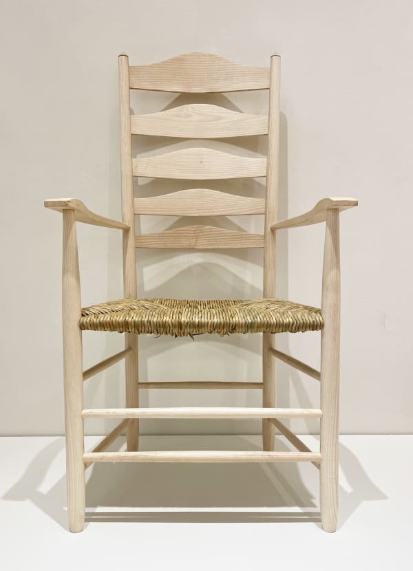 The Marchmont Workshop 5 Rung Ladder Back Rush Seated Armchair, 2021 One of a set of 16 Gimson chairs made in ash sourced from the Marchmont Estate 115 x 59 x 59 cm