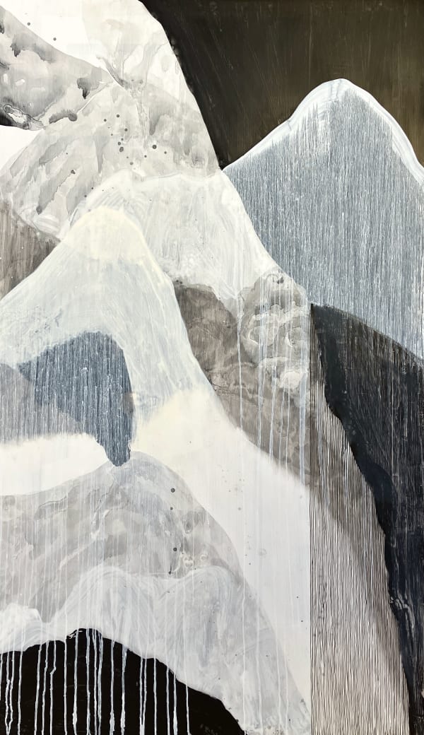 Susie Leiper From the black, brightness (Title from Modern Painters by John Ruskin) Oil, ink and casein paint on wood panel 137 x 80 cm
