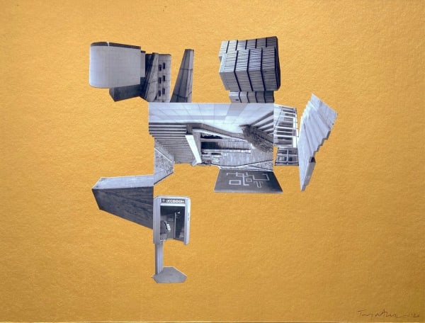 Toby Paterson RSA (Elect) Internal Emigration Bricolage (Belgrade, Prague, Sofia, Moscow, Warsaw) , 2020 Acrylic and photographic collage on board Image: 24 x 32 cm Frame: 32 x 42 cm