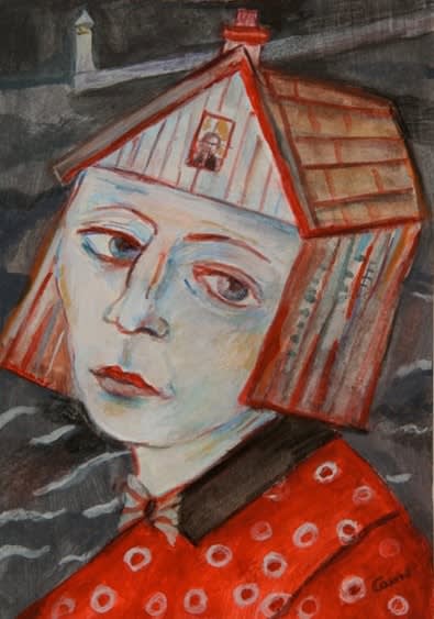 Joyce Cairns PPRSA Head and Shed Gouache on paper