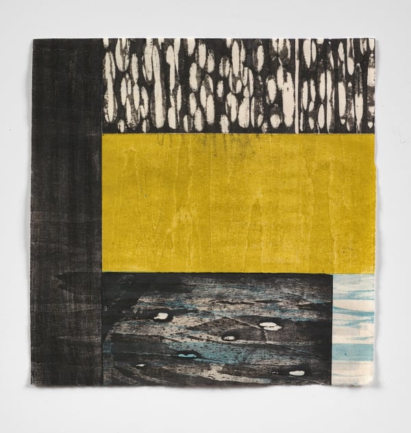 Paul Furneaux RSA Black Rain Mokuhanga (Japanese woodcut print) Image: 20 x 20 cm Framed: 40 x 30 cm Variable edition of 20