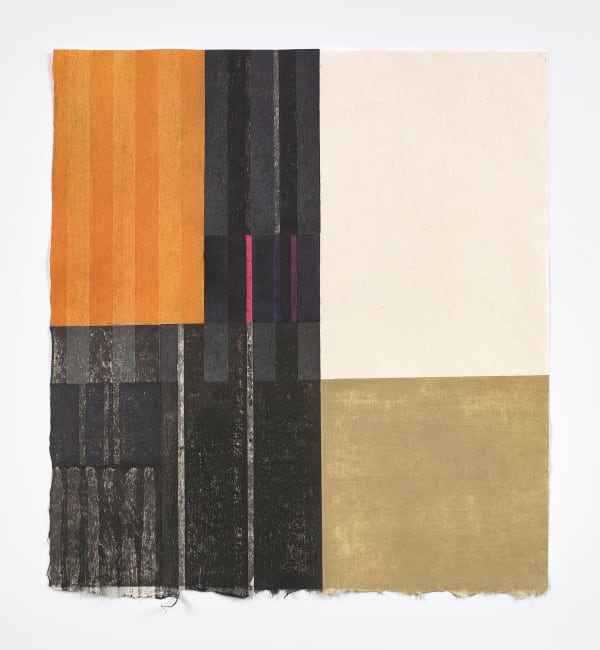 Paul Furneaux RSA Untitled: Mustard Black Mokuhanga (Japanese woodcut print) Image: 42 x 47 cm Framed: 56 x 63 cm Variable edition of 15