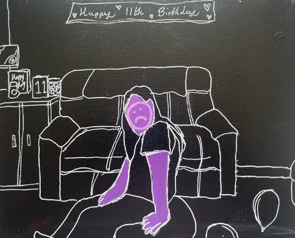 Rachel Glen The Birthday Curse 11, 2023-2024 Acrylic on canvas 25 x 20 cm