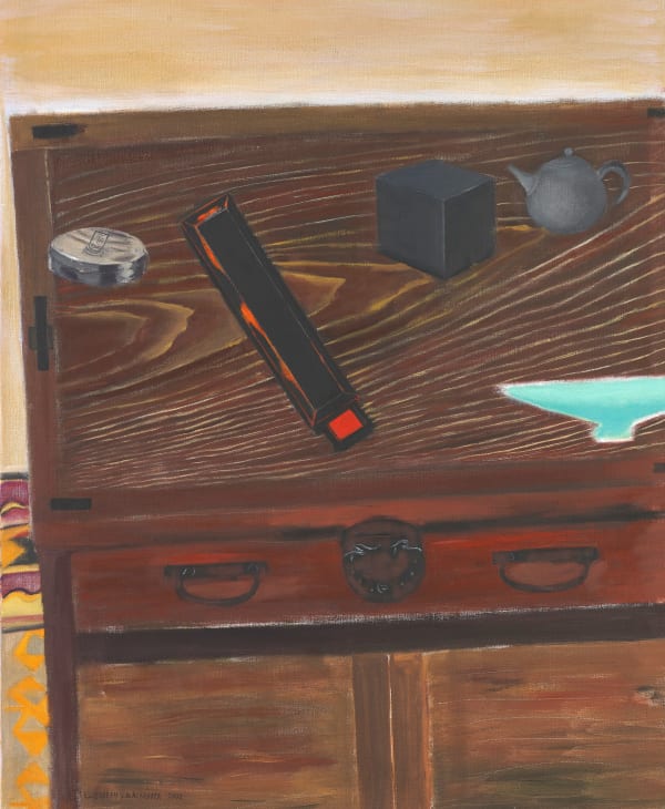 Elizabeth Blackadder RSA, Untitled (Still Life on Wooden Chest), 2002
