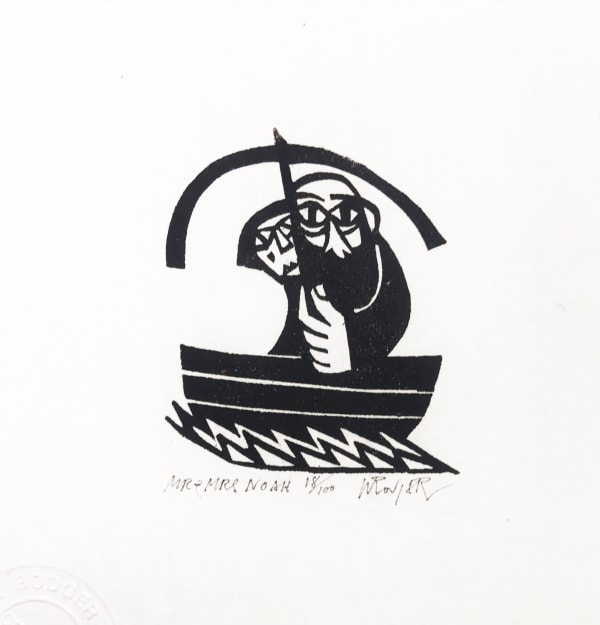 Willie Rodger RSA Mr and Mrs Noah, 2005 Linocut on paper 7 x 6 cm Edition of 100