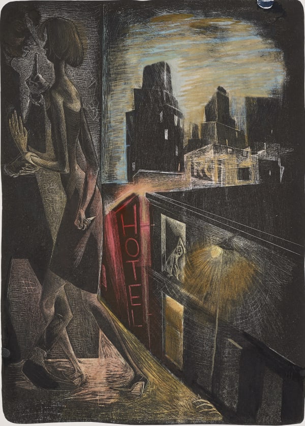 John Byrne RSA Blind Date, NY, 2018 Hand-coloured lithograph 35 x25 cm