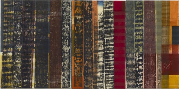 Paul Furneaux RSA Mori Mokuhanga on three panels with resin 50 x 100 x 4 cm