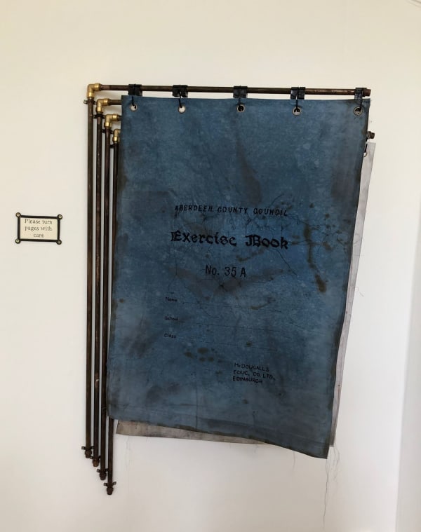 Moira Downie Jotter Textile, machine and embroidery thread, copper rods and brackets 78 x 110 cm