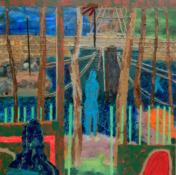 Francis Convery RSA Home Mixed media on canvas 100 x 100 cm