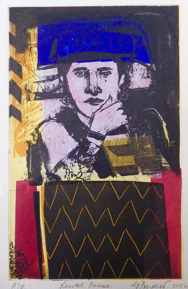 George Donald RSA Rural Muse, 2004 Etching and collage Image: 20 x 31 cm Frame: 48 x 61 cm 1 artist's proof