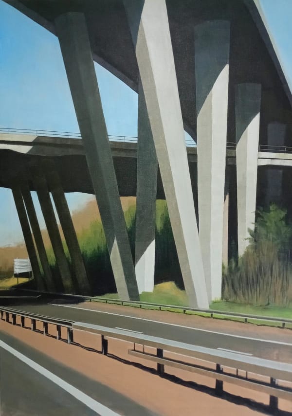 Lindsey Lavender FLYOVER, 2023 Acrylic and oil on canvas Unframed: 90 x 64 x 2 cm Framed: 94 x 68 x 4 cm