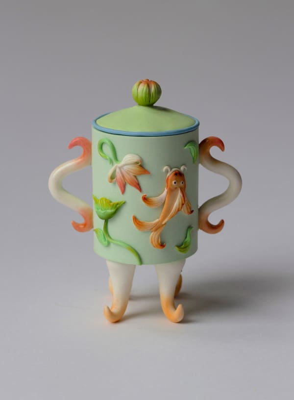 Hannah Lim Lotus Pond Snuff Bottle, 2022 Polymer clay, gloss, chalk, jesmonite 7 x 12 x 5 cm