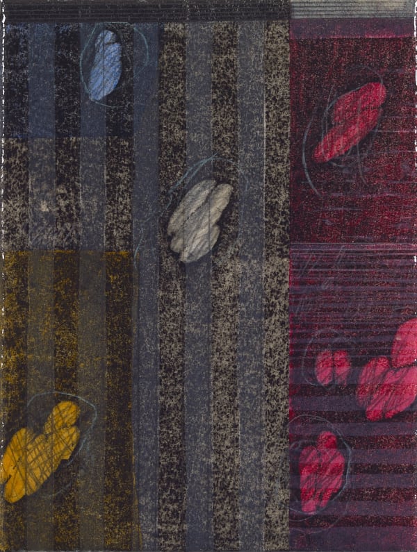 Paul Furneaux RSA Untitled Pink and Blue Mokuhanga on panel with resin 21 x 16 cm